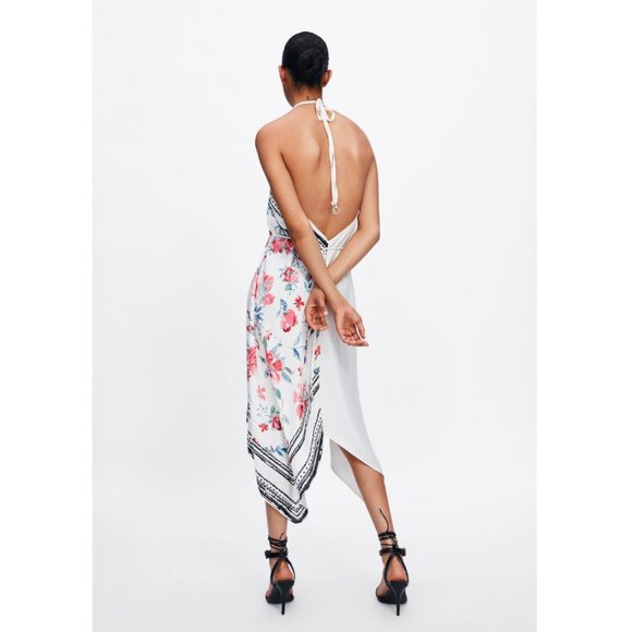 NWT Zara Size M White Floral Asymmetric Dress - Picture 2 of 5